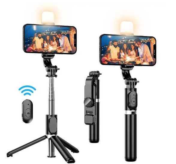 Selfie Stick ZP60 Trepied Telecomanda Bluetooth Si Proiector LED